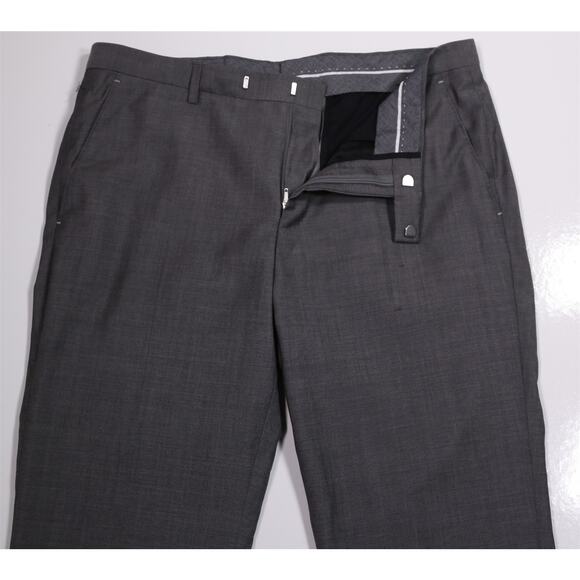 Hugo Boss Solid Light Gray Flat Front Dress Pants Trousers Current 34x30 - Picture 5 of 8